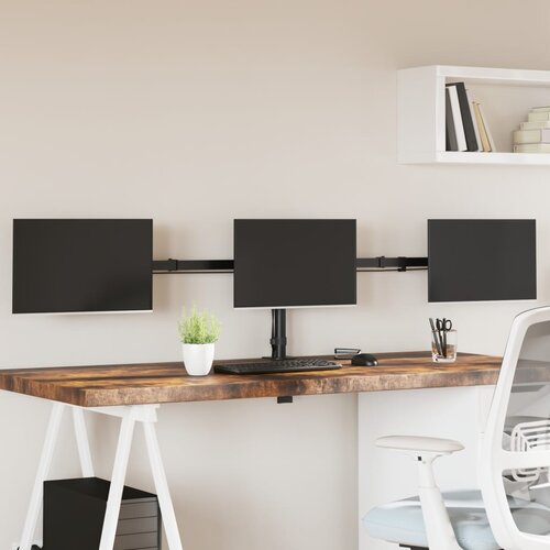 VidaXL Trostruki stalak za monitor crni čelični VESA 75/100 mm Slike