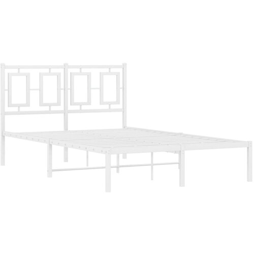 VidaXL Kovinski posteljni okvir z vzglavjem bel 120x200 cm, (21038429) Slike