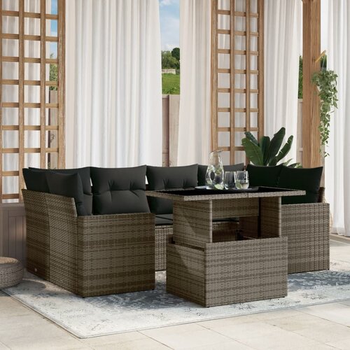 vidaXL 7-dijelni set vrtnih sofa sivi od poliratana Cijene