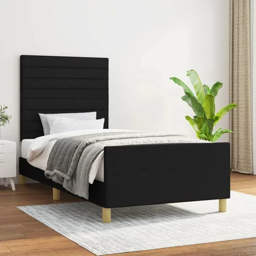  Okvir za krevet s uzglavljem crni 90x190 cm od tkanine