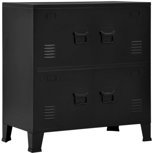 VidaXL Omara za dokumente s 4 vrati industrijska črna 75x40x80cm jeklo Slike
