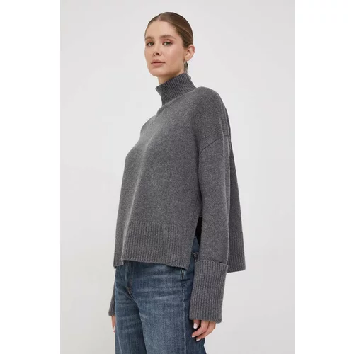 Calvin Klein Volnen pulover ženski, siva barva