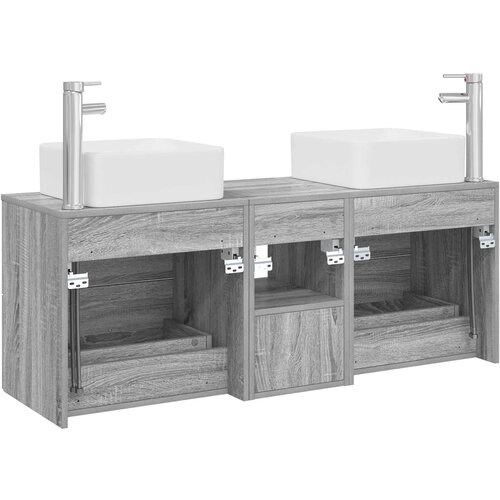  Set ormarića za kupaonicu 3 kom. Siva Sonoma 49,5 x 41 x 63 cm Slike