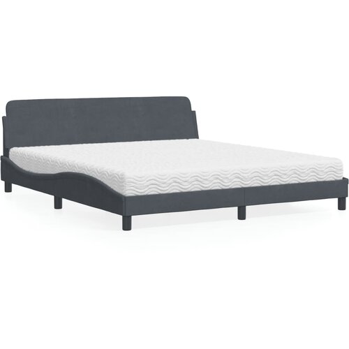 VidaXL Postelja z vzmetnico temno siva 180x200 cm žamet Slike