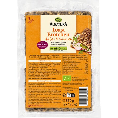 BIO tost peciva sa zobi i sjemenkama - 350 g Cene