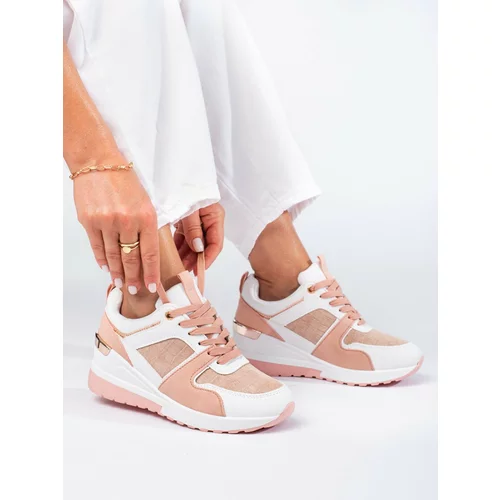 SHELOVET women's wedge sneakers pink