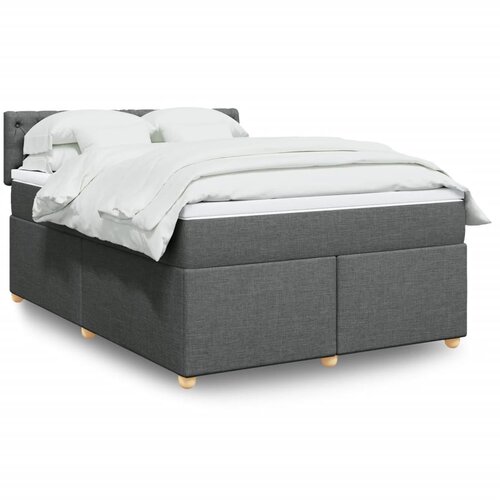 VidaXL Okvir kreveta s oprugama i madrac svjetlosivi 140x200cm tkanina Slike