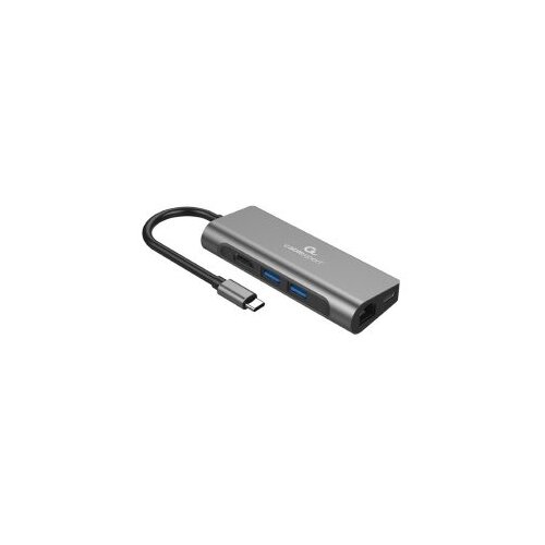 Docking station GEMBIRD USB adapter Type-C 5-in-1 multi-port adapter (Hub + HDMI + PD + card reader + LAN), A-CM-COMBO5-01 Slike