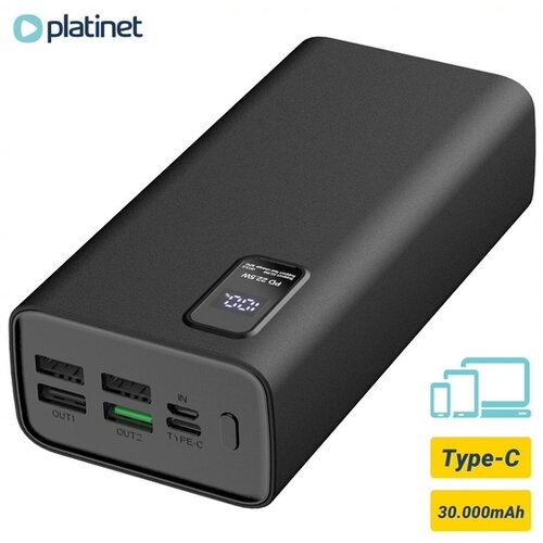 Platinet Power bank sa LED displejom Power Delivery 30000 mAh 3,7V crna Cene