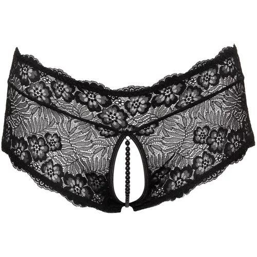 Cottelli Curves Crotchless Floral Lace Panties with Stimulating Pearls 2311020 Black XL