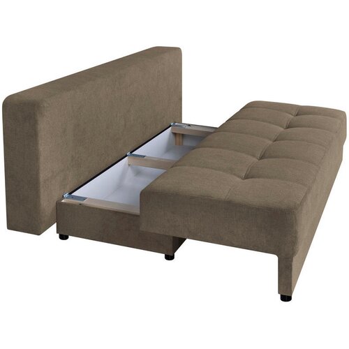 P &amp;amp; B ZOFA S POSTELJNO FUNKCIJO, rjava tekstil, leseni material Slike