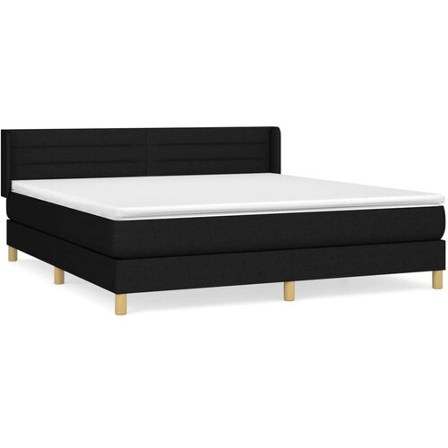 VidaXL Krevet s oprugama i madracem crni 180x200 cm od tkanine Slike