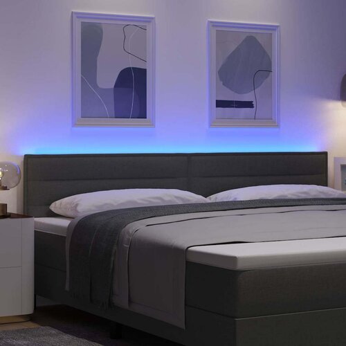  LED glava kreveta s LED trakama Tamno siva 200 cm tkanina Slike