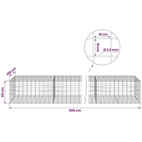  Gabion s žicom debljine 3 5 mm i mrežom 10x10 cm 900x100x50 cm - 100 cm 50 cm 900 cm Slike