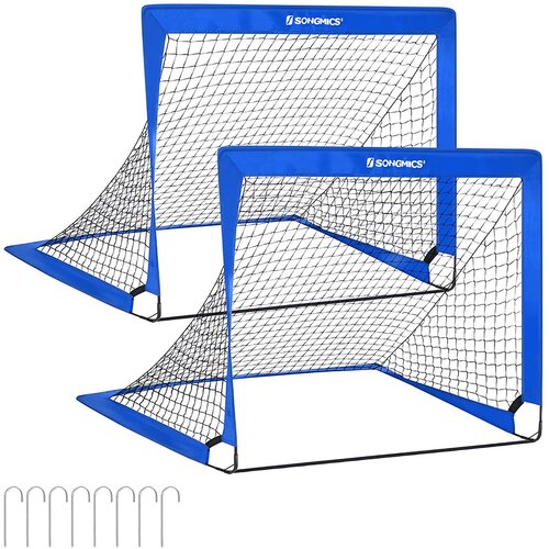 Songmics Nogometni gol komplet 2 kosa 90x120x90 cm modra, (5000249441) Slike