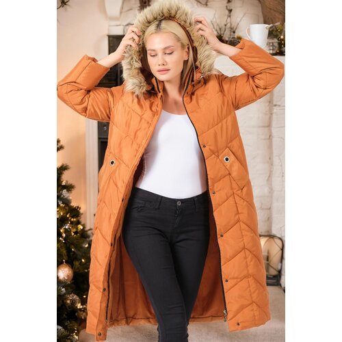 Dewberry Z6751 LADIES&amp;#039; COAT-PLAIN CAMEL Slike