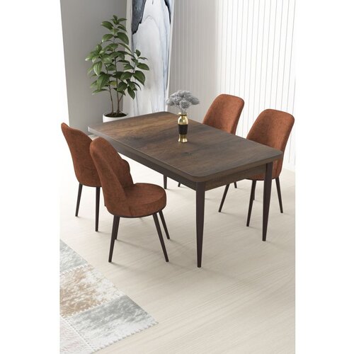 Hanah home Nil - Baroque, Tile Red BaroqueTile Red Dining Table & Chairs Set (5 Pieces) Cene