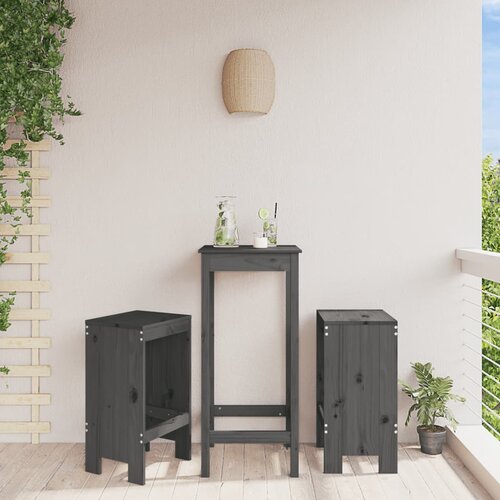 VidaXL Vrtni stolček 2 kosa siv 40x36x75 cm trdna borovina Slike