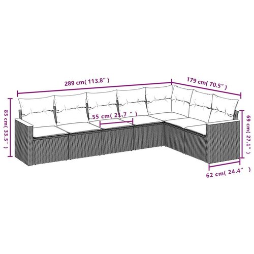 VidaXL 7-dijelni set vrtnih sofa sivi od poliratana Slike