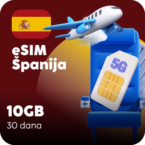 Ananas eSIM Španija eSIM kartica - 10GB prepaid mobilnih podataka za 30 dana Cene