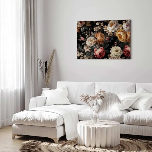  Slika - Colourful flowers on a black background 90x60 Cene