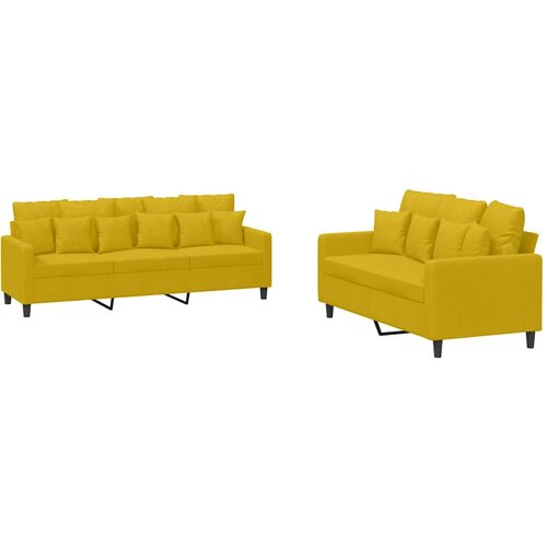  2-dijelni set sofa s jastucima žuti bar&amp;scaron;unasti Žuta Slike