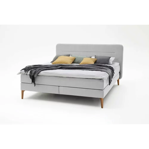 Meise Möbel tapecirani bračni krevet svijetlo sive boje s madracem Massello, 160 x 200 cm
