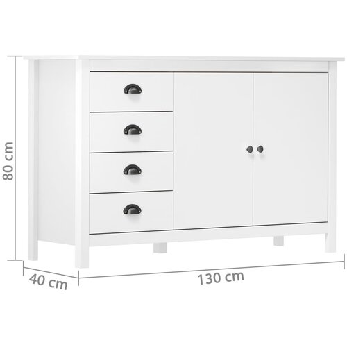  Komoda Hill bijela 130 x 40 x 80 cm od masivne borovine Slike