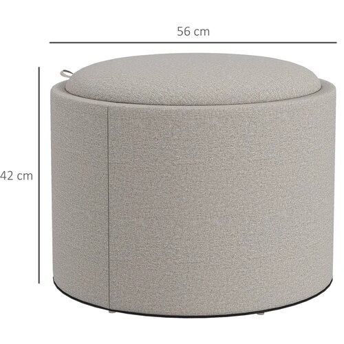  Tapecirani stolac lan skriveni prostor za odlaganje dvostrani poklopac 56 cm x 56 cm x 42 cm svijetlosiva + prirodna Slike