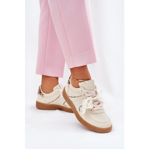 Boto Low Women's Sneakers With Lace Leopard Beige Zielle Cene