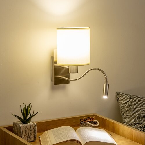  Brilagi - LED zidna lampa NUBILA 1xE27/25W/230V+LED/3W mat hrom/krem Slike