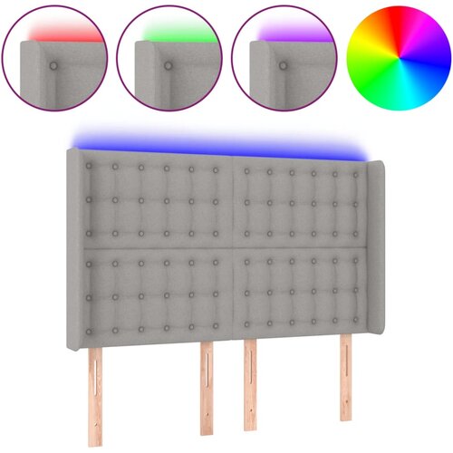 Maison Chic led posteljno vzglavje - vzglavna omarica - nočna omarica svetlo sivo 147x16x118/128 cm blago, (21708163) Slike