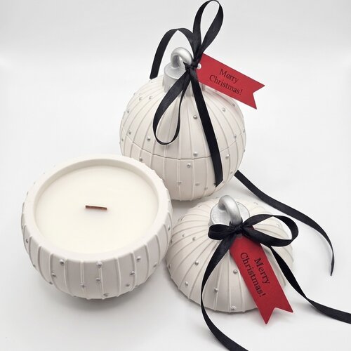 NOBAMO Svijeća Christmas Bauble Charming - Bijela / Srebrna / Zimsko Čudo Slike