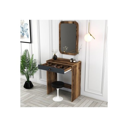 Hanah home lizbon mirror - walnut, anthracite walnutanthracite make-up table Cene