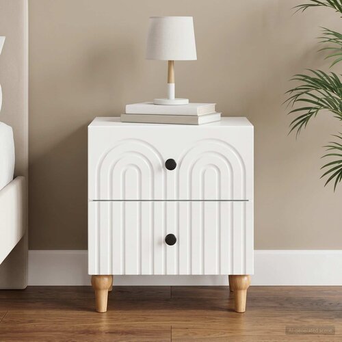  Noćni ormar s ladicama Bijela visokog sjaja 43 x 34,5 x 48 cm Cene