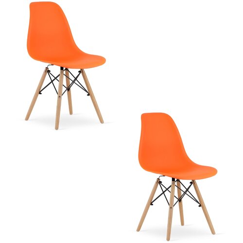 Brandless OSAKA stol oranžna / naravne noge x 2, (22030506) Slike