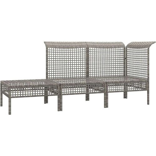  3-dijelna vrtna garnitura od poliratana s jastucima siva Cijene