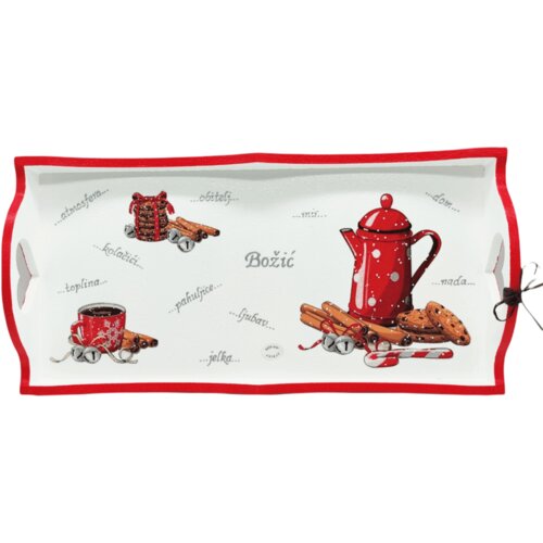 Poklon Dobra Ideja Božićni poslužavnik 40 &amp;times; 20 cm &amp;ndash; crveno-bijeli blagdanski motiv Slike
