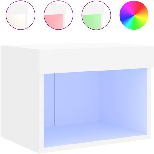 Maison Chic Nočna omarica - Nočna miza z LED lučkami stenska bela, (21689845) Cene