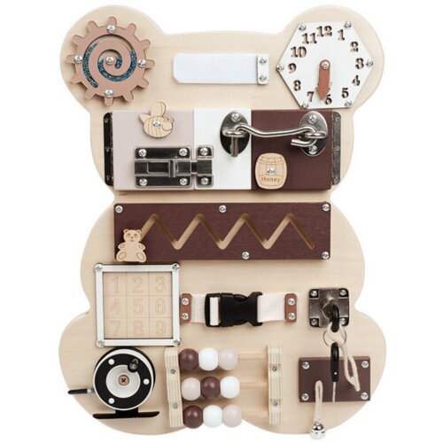  Sensory Manipulative Board Teddy Bear Wooden 14 El Cene