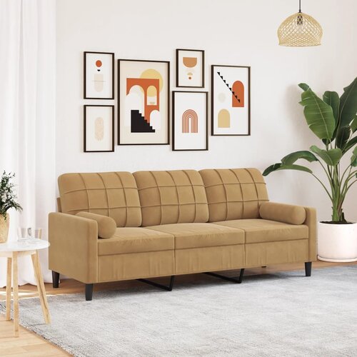 vidaXL Kavč trosed z okrasnimi blazinami rjav 180 cm žamet Cene