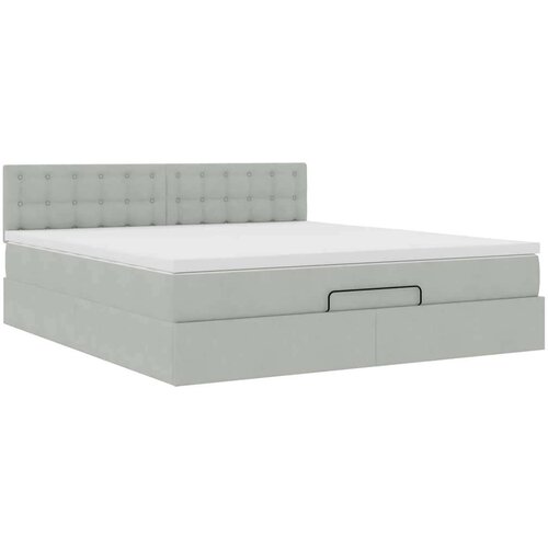  Otomanski krevet s madracem svijetlosivi 160x200 cm bar&amp;scaron;unasti Slike