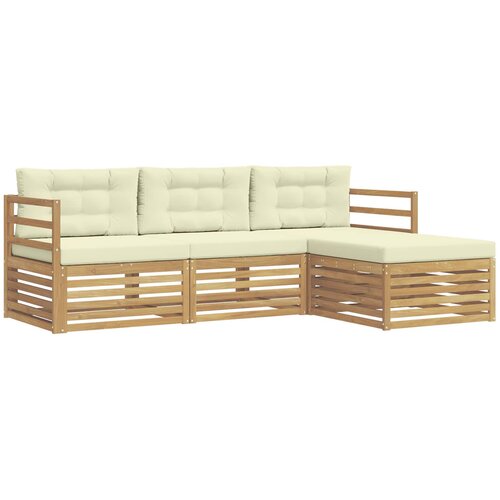 vidaXL Zunanja garnitura za sedenje 4 pcs Bela in krem Poliester, (5000281416) Cene