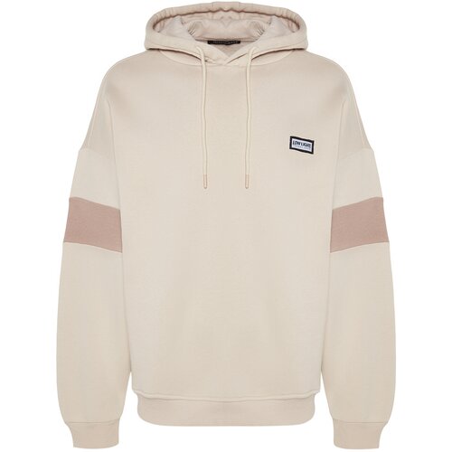 Trendyol Beige Men&amp;#039;s Oversize/Wide-Cut Hoodie Slike