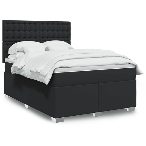 VidaXL Krevet s oprugama i madracem crni 160 x 200 cm od umjetne kože Slike