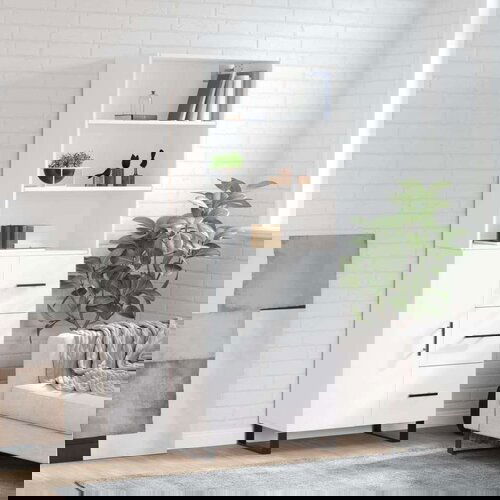  Visoka komoda bijela 69 5x34x180 cm konstruirano drvo Slike