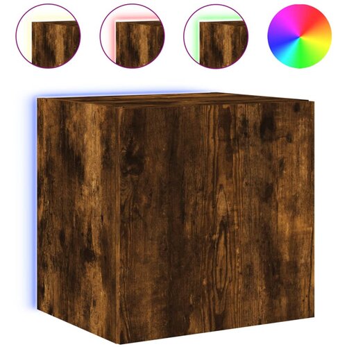 Maison Chic Stenska TV omarica - TV stojalo - Televizijska omarica z LED lučkami dimljeni hrast 40,5x35x40 cm, (21699444) Slike