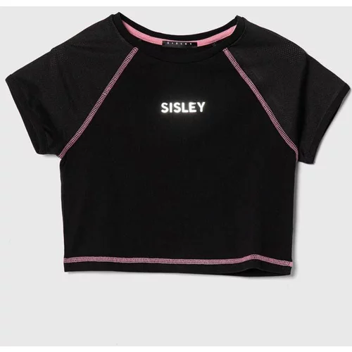 Sisley Dječja majica kratkih rukava boja: crna