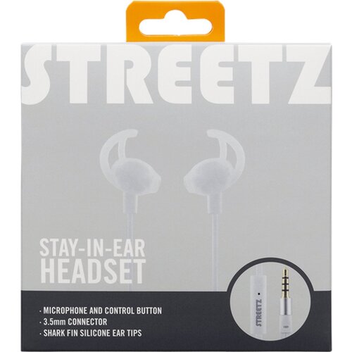 Streetz E120 Stay-in-ear slušalke na žico, daljinski upravljalnik z 1 gumbom, 3,5 mm priključek, mikrofon, bele, (21358140) Cene