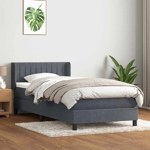 Box spring krevet s madracem tamnosivi 80 x 220 cm baršunasti Cene